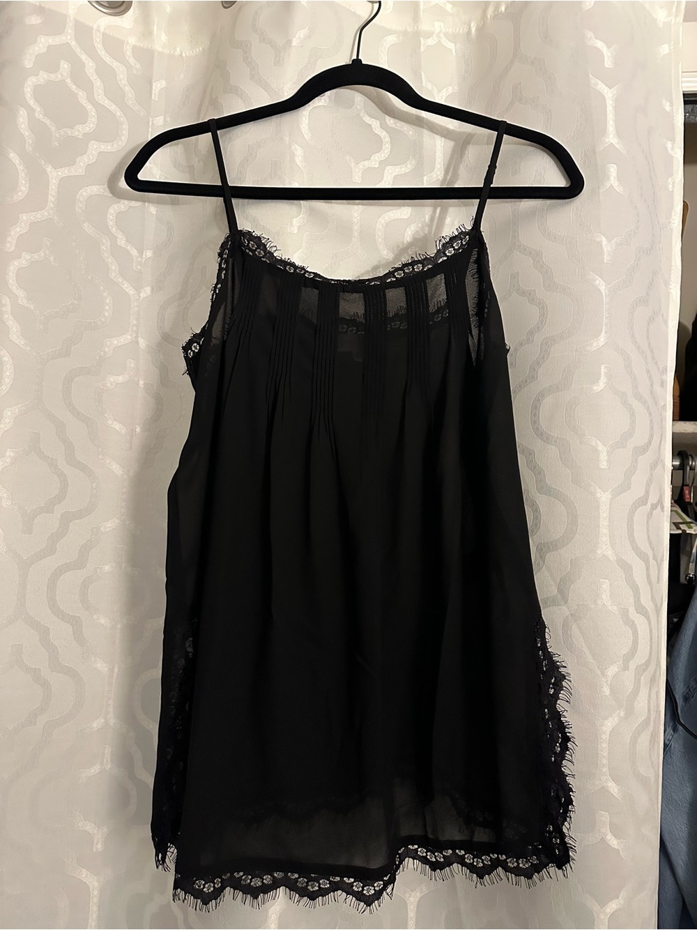 Wayf Black Lace Trim Slip Camisole